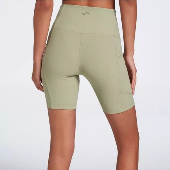 SALE - Calia by Carrie Underwood Ribbed Biker Shorts with Pockets Green Size S - Picture 6 of 6